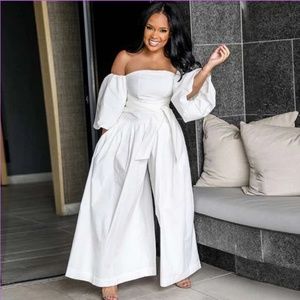 White Off Shoulder Romper!